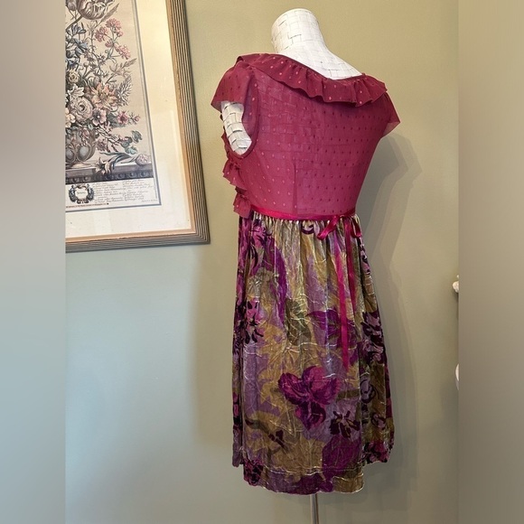 Free People Mesh and Velvet Floral ruffles Dress - Picture 7 of 15